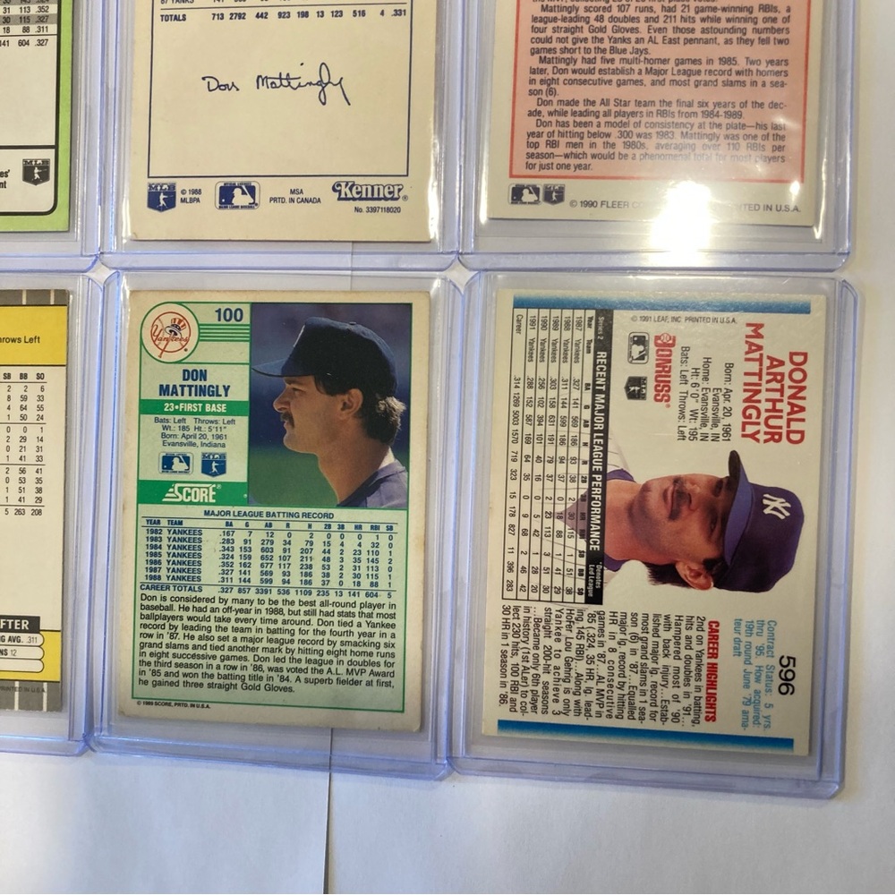 Lot of 9 Vintage 80s-90s Don Mattingly Baseball Cards New York Yankees - Picture 10 of 16